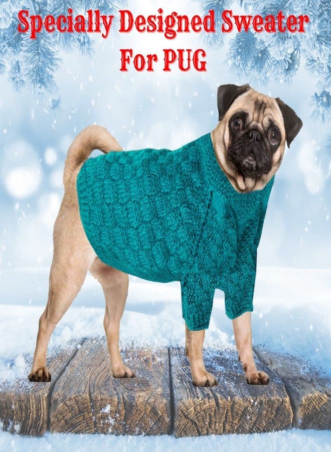WiggleBoo Limited Edition for Pug Dog || Classic Hand Knitted Winter Sweater/Jacket || Specially Designed || Ultra Warm || Stylish Design || Soft Fabric & Comfortable (Green) - Image 2